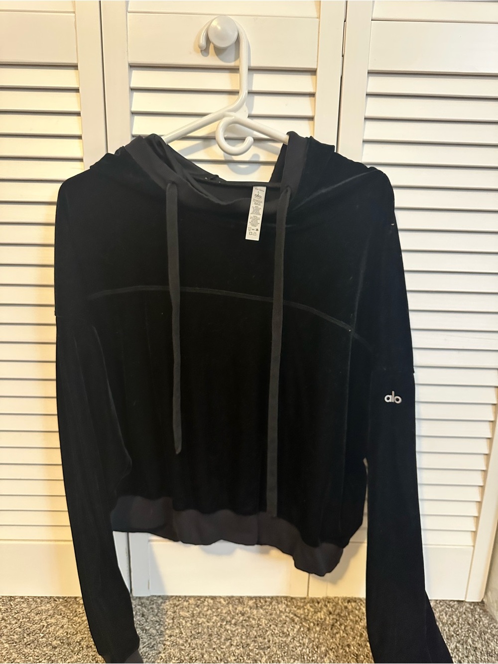 ALO Yoga Black Velour Hoodie